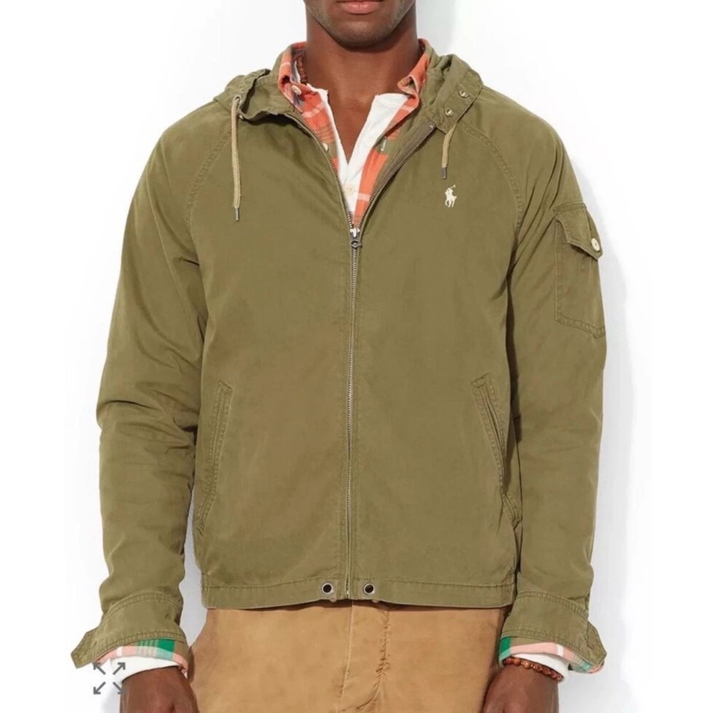 Polo by Ralph Lauren Olive Military-Style Hooded Jacket medium